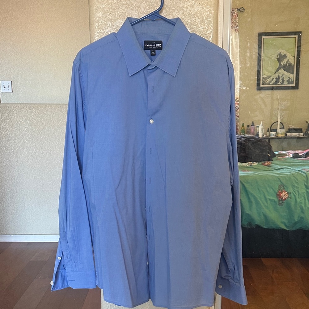 Express Men's Light Blue Dress Shirt